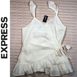 Express Wrap Front Ruffle Strap Side Tie Cami